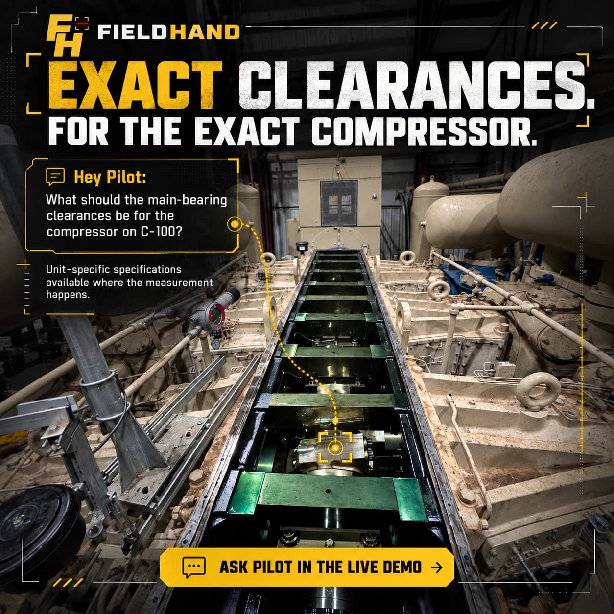 Exact clearances for the exact compressor — unit-specific specs where the measurement happens
