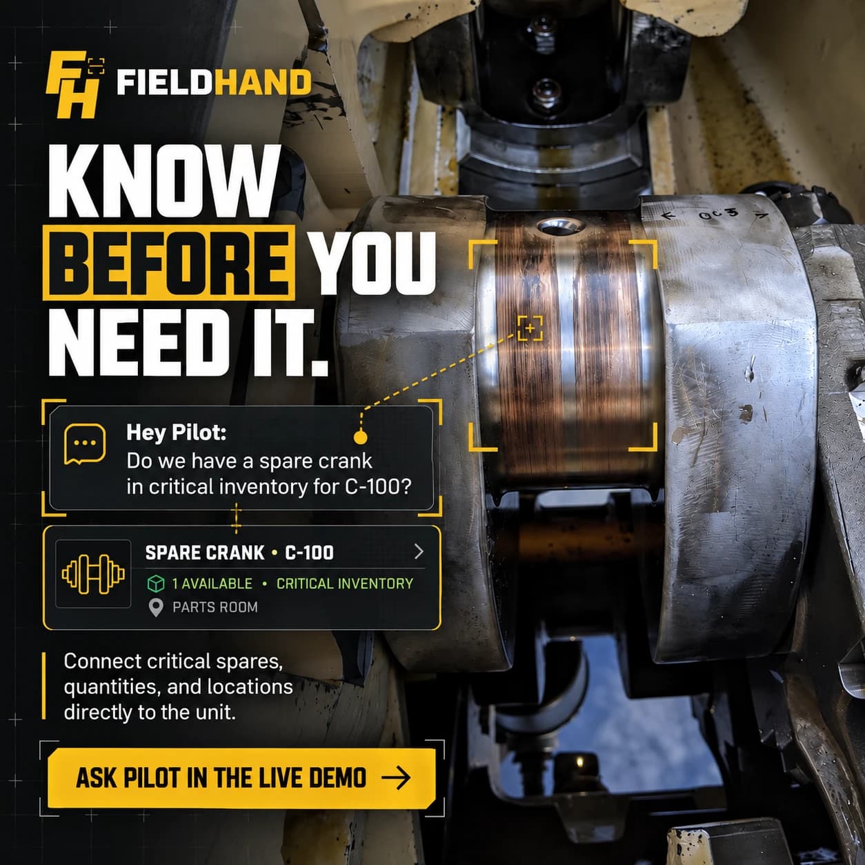 Know before you need it — critical spares tied to the unit